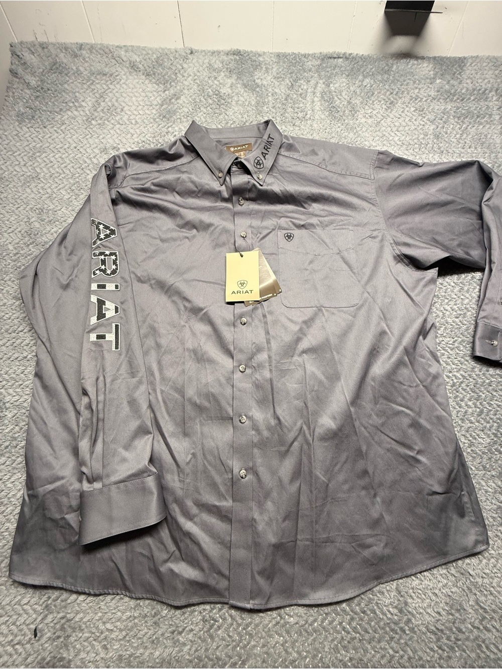 Ariat Men's Slate Grey Logo Button-Down Work Shirt
